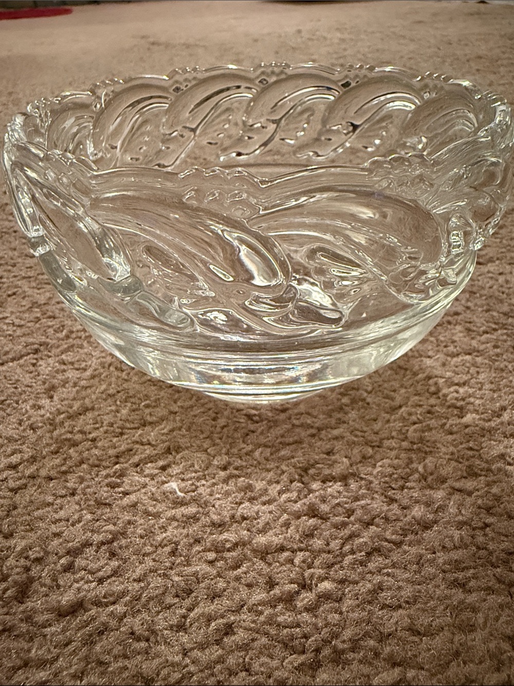 Tiffany & Co. Dolphin Clear Glass Bowl